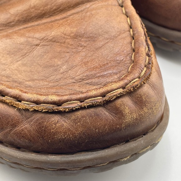 Mens Born Brown Leather Lace Up Ankle Boots Moc Toe Casual Comfortable - Picture 15 of 15